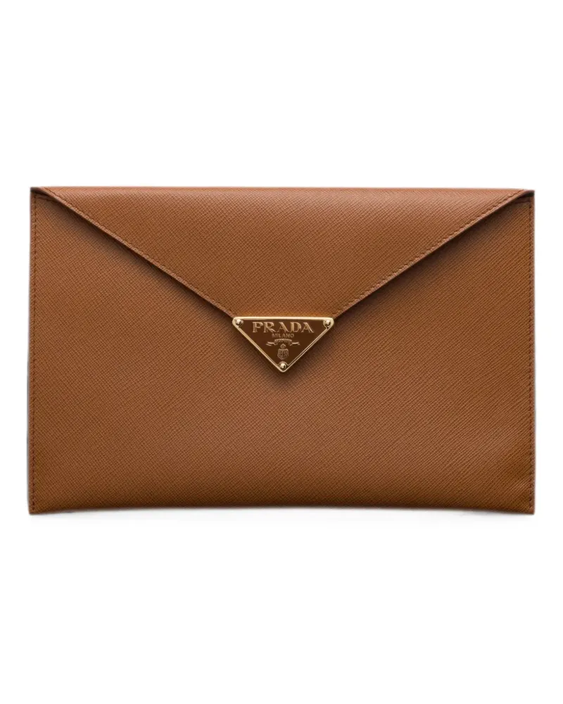 Prada Saffiano-leather envelope clutch - Braun Braun