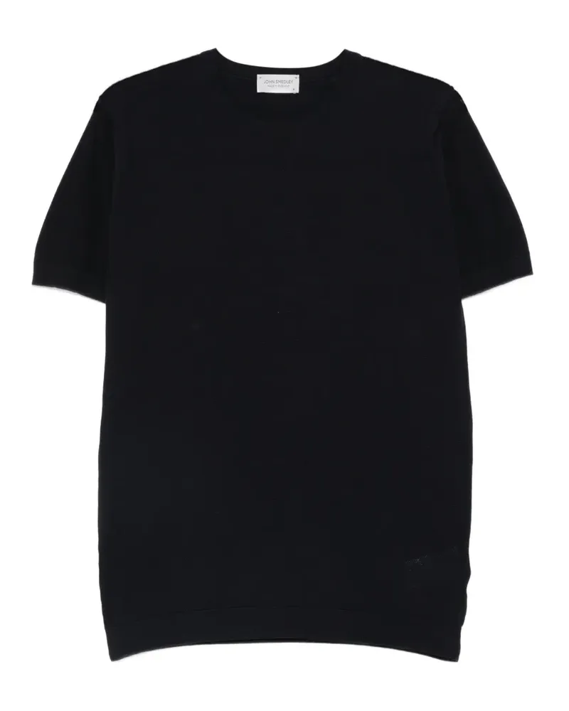 John Smedley pique-knit ribbed-trim T-shirt - Blau Blau