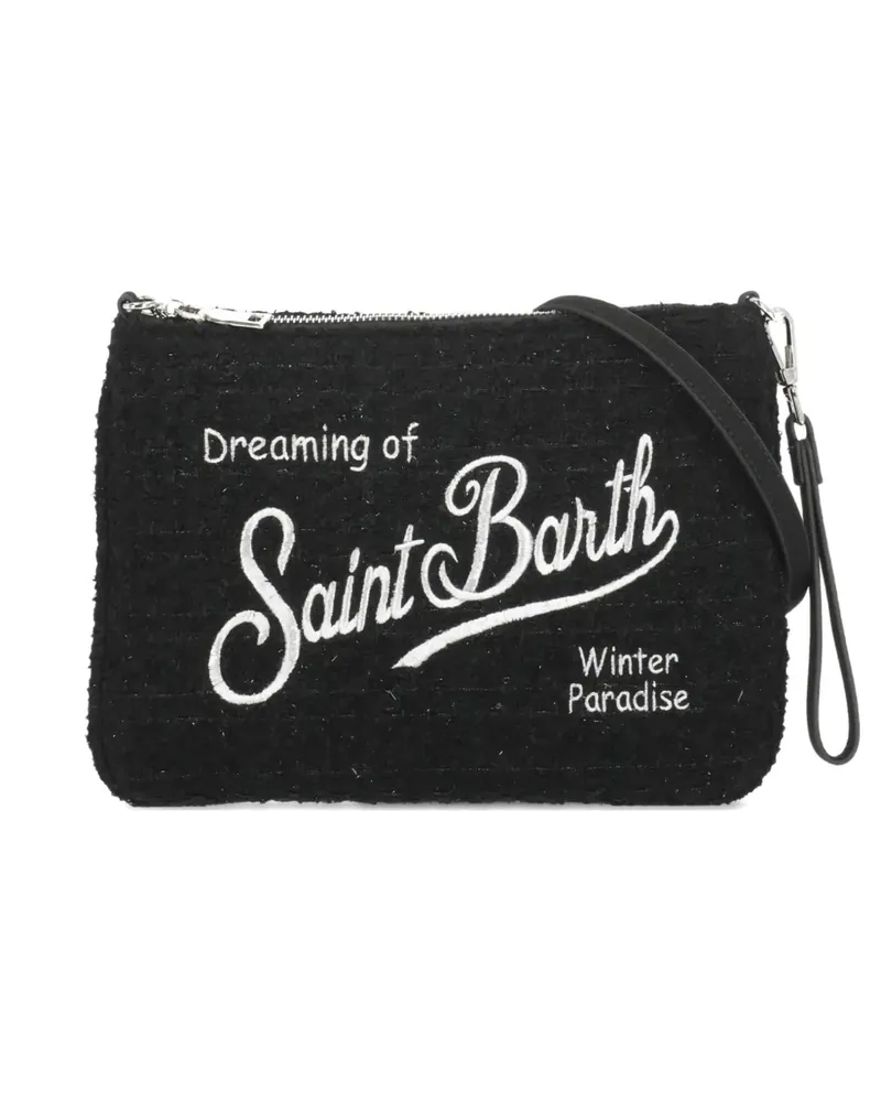 MC2 Saint Barth Clutch aus Tweed mit Stickerei - Schwarz Schwarz