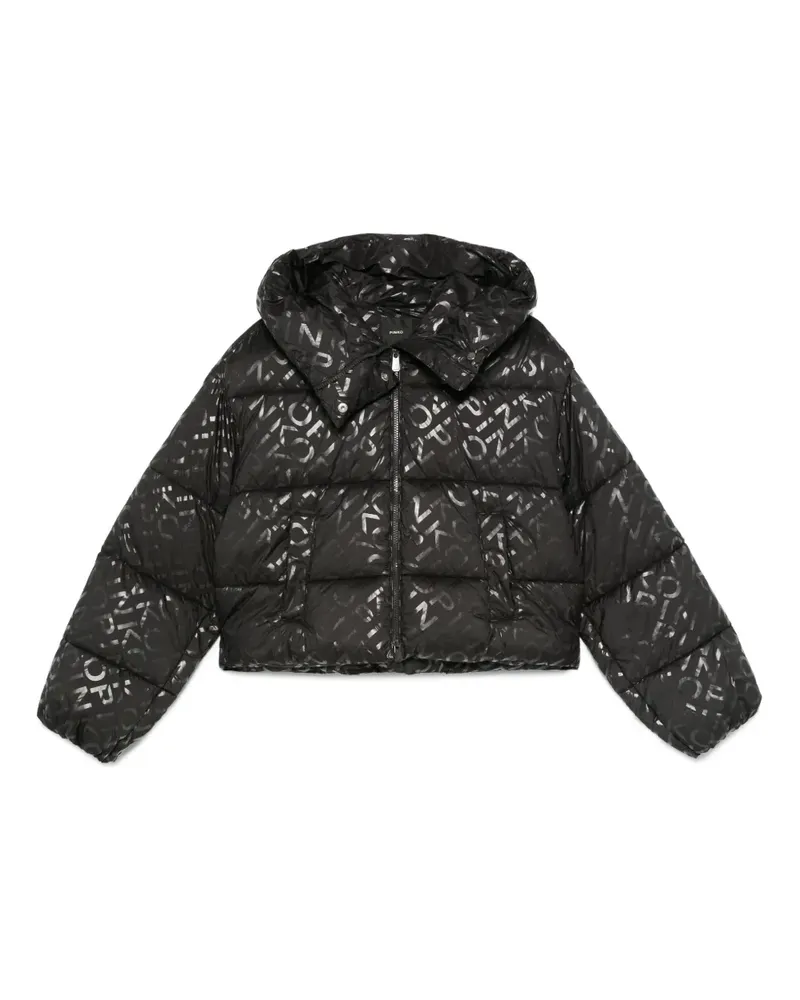 Pinko Gefütterte Jacke mit Logo-Print - Schwarz Schwarz