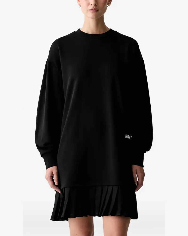 Karl Lagerfeld pleated logo-print mini dress - Schwarz Schwarz