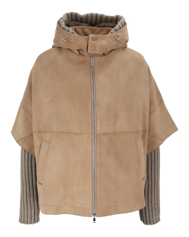 Bully hooded suede jacket - Nude Nude