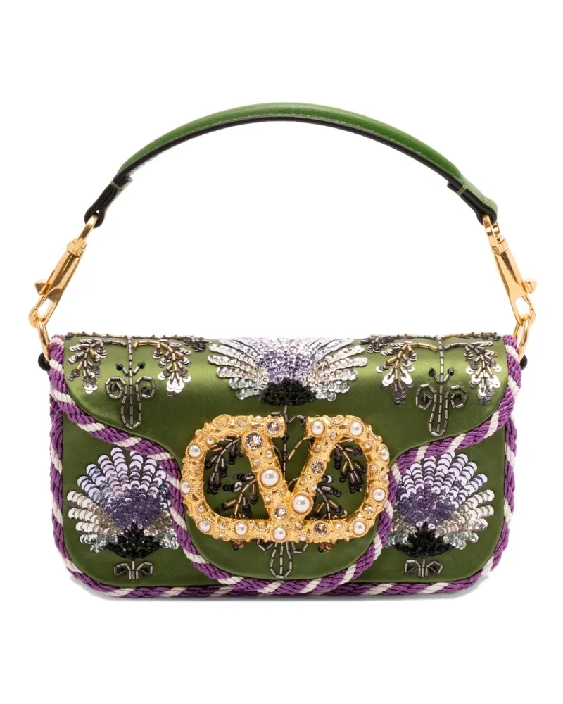Valentino Garavani Kleiner Locò Tote Bag mit Blumenstickerei - Grün Grün
