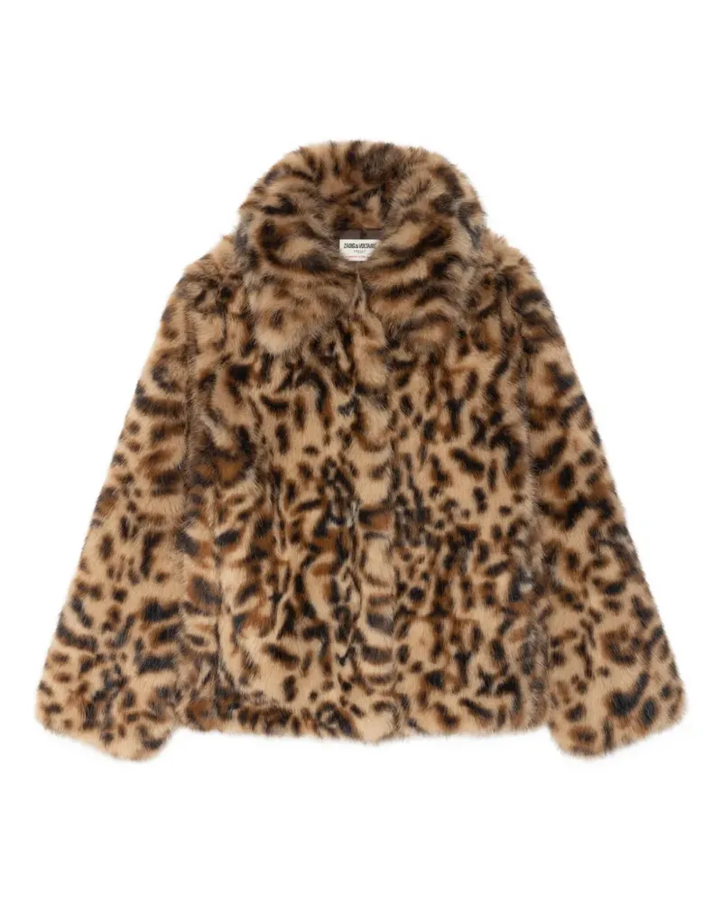 Zadig & Voltaire Mantel aus Faux Fur mit Leoparden-Print - Braun Braun