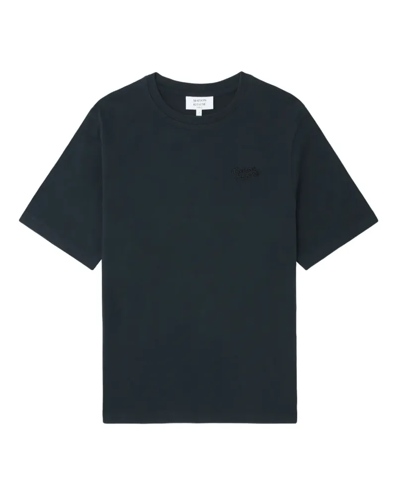 Kitsuné T-Shirt mit Logo-Stickerei - Blau Blau