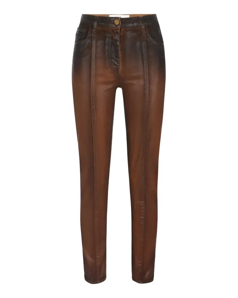 Elisabetta Franchi Zigarettenjeans mit laminiertem Effekt - Braun Braun