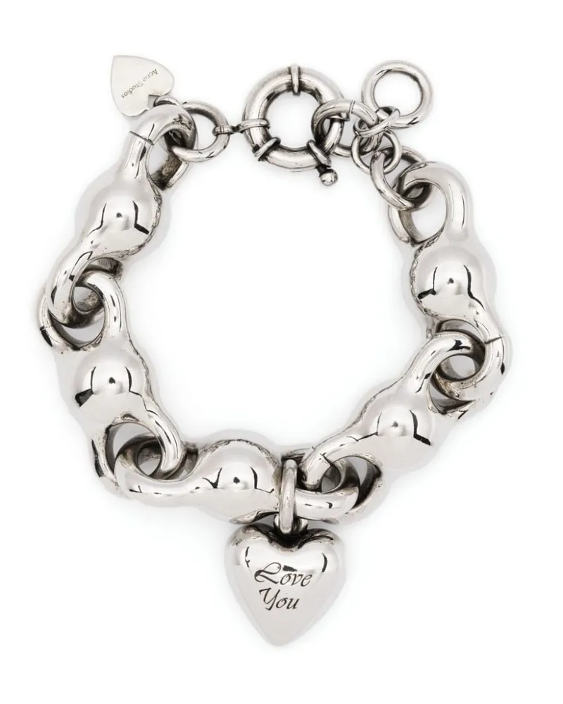 Acne Studios Klobiges Armband mit Herzanhänger - Silber Silber