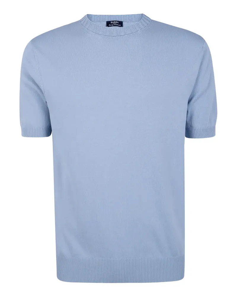 BARBA Fein gestricktes T-Shirt - Blau Blau
