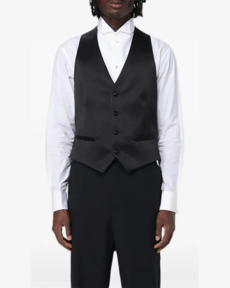 Emporio Armani Weste mit Knopfleiste - Schwarz Schwarz