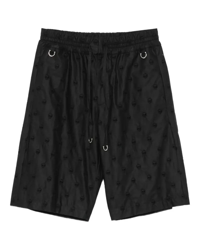 John Richmond skull-embroidered drawstring shorts - Schwarz Schwarz