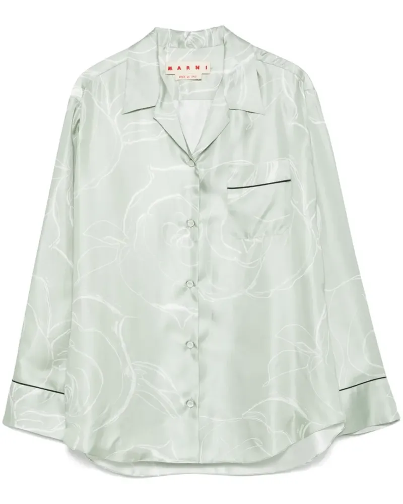 Marni Seidenhemd mit Print - Grün Grün