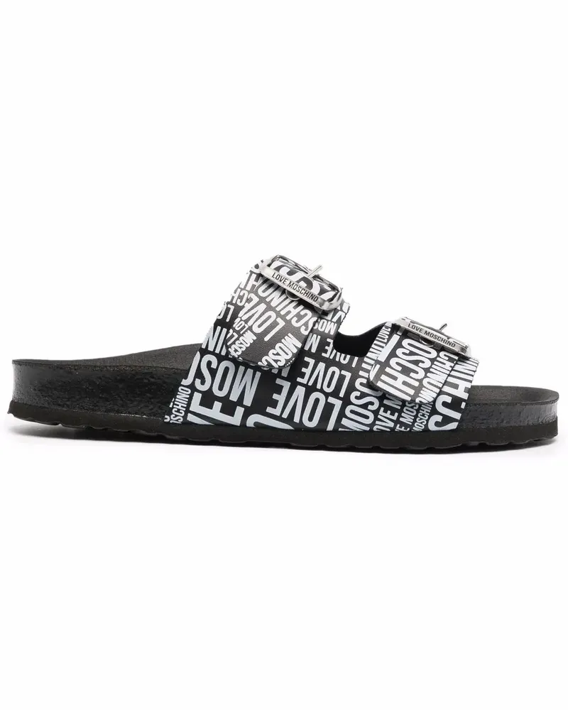 Moschino Sandalen mit Logo-Print - Schwarz Schwarz