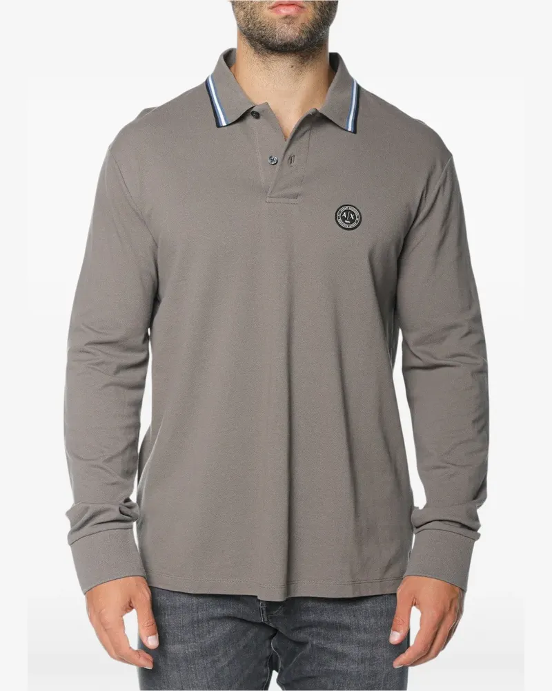 Armani Exchange Langärmeliges Poloshirt - Braun Braun