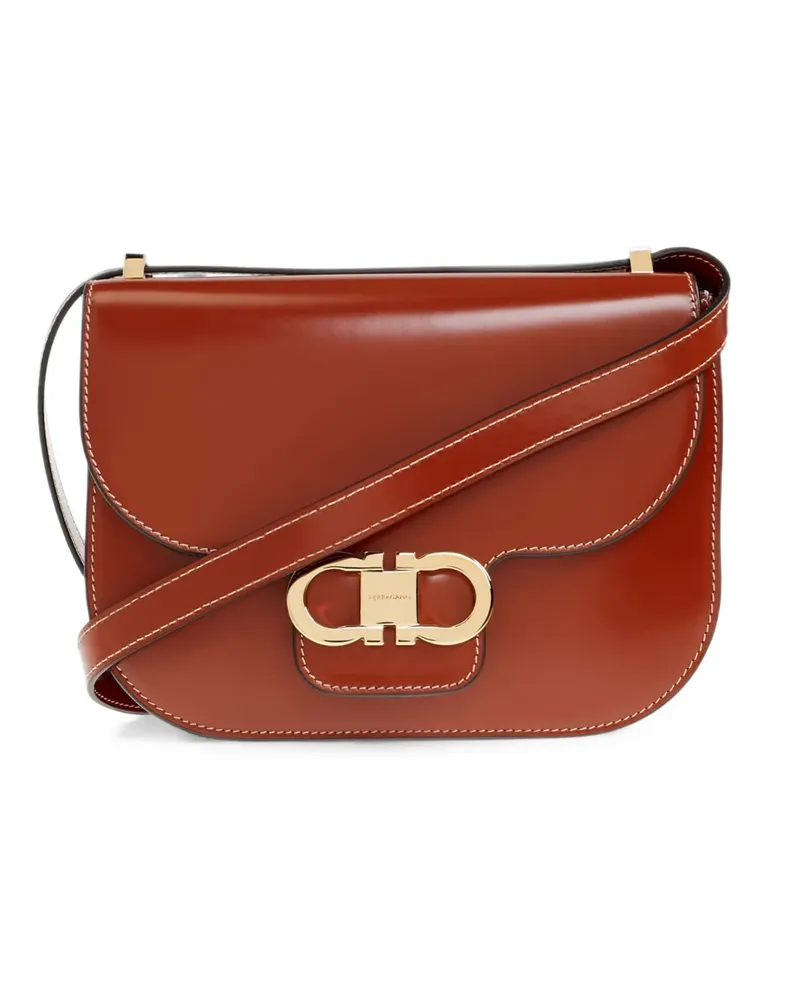 Ferragamo Double Gancini North-South cross body bag - Braun Braun