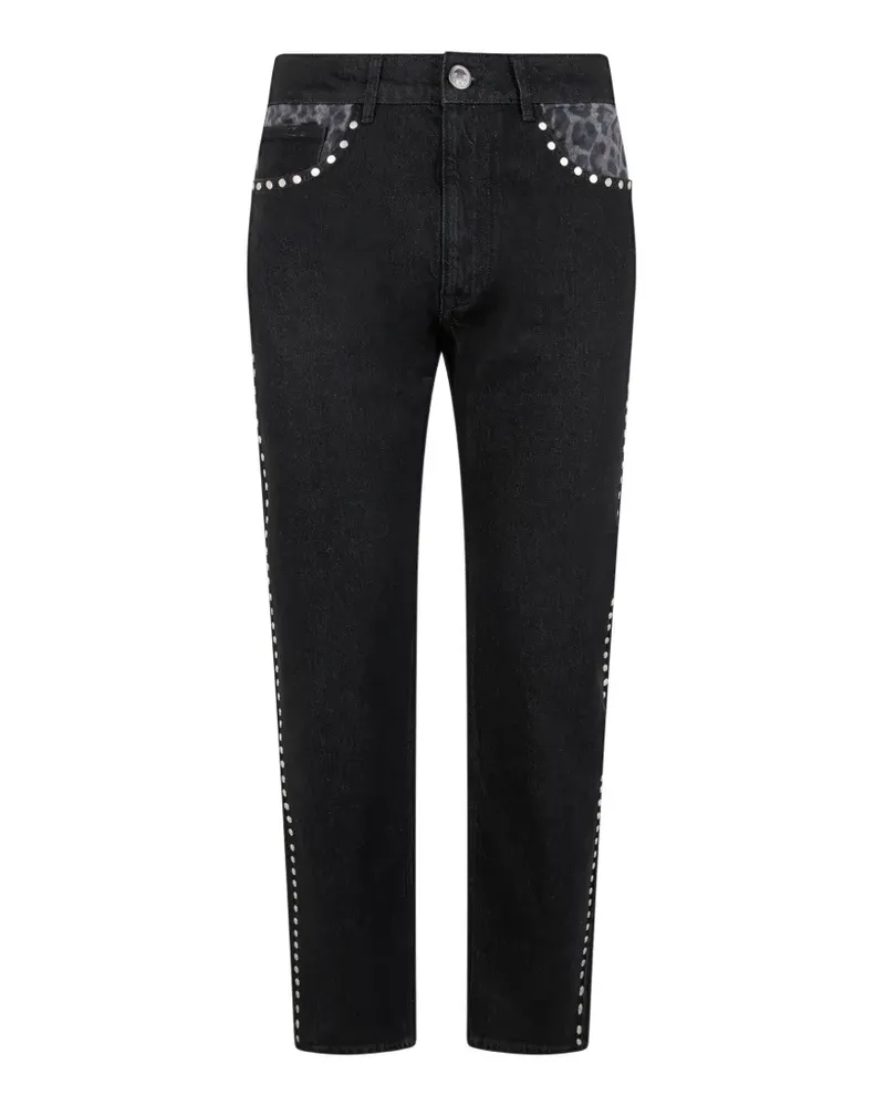 Roberto Cavalli stud-embellished leopard-print jeans - Schwarz Schwarz