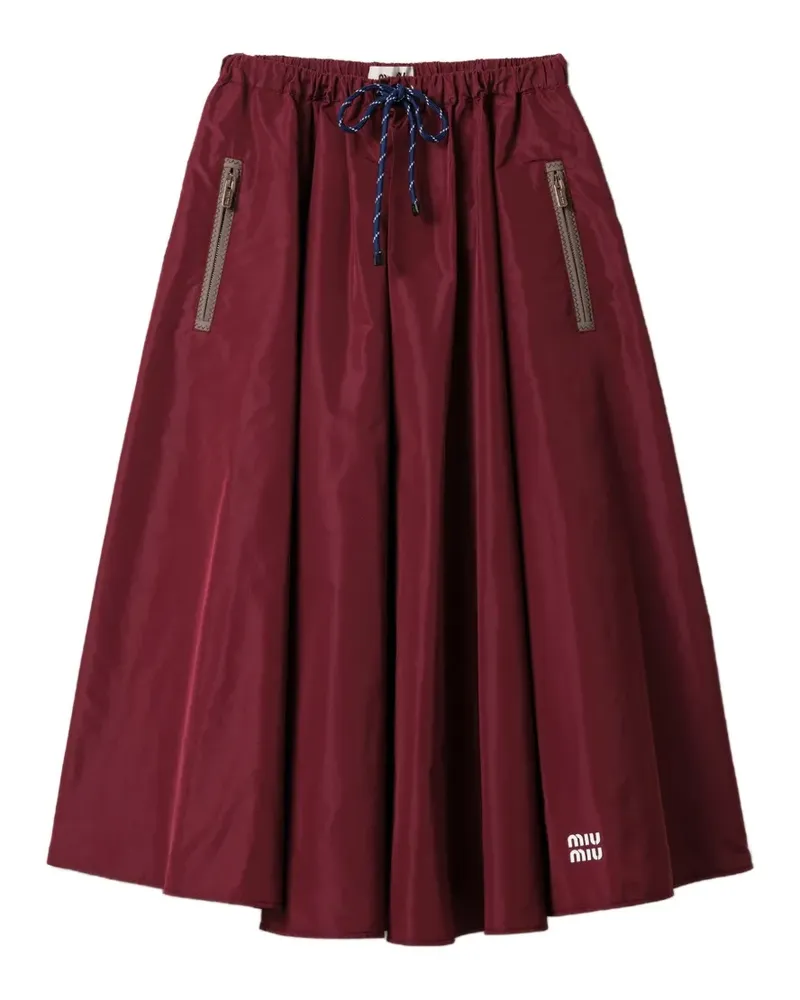 Miu Miu elasticised-waistband metal-zipper midi skirt - Rot Rot