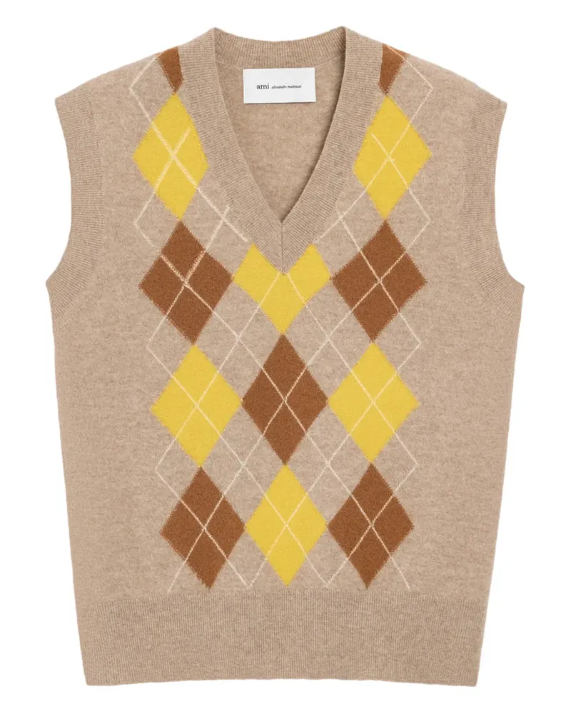 AMI Paris Ärmelloses Top mit Argyle-Muster - Nude Nude