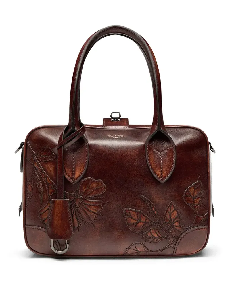 Golden Goose Vita Tote Bag mit Blumen - Braun Braun