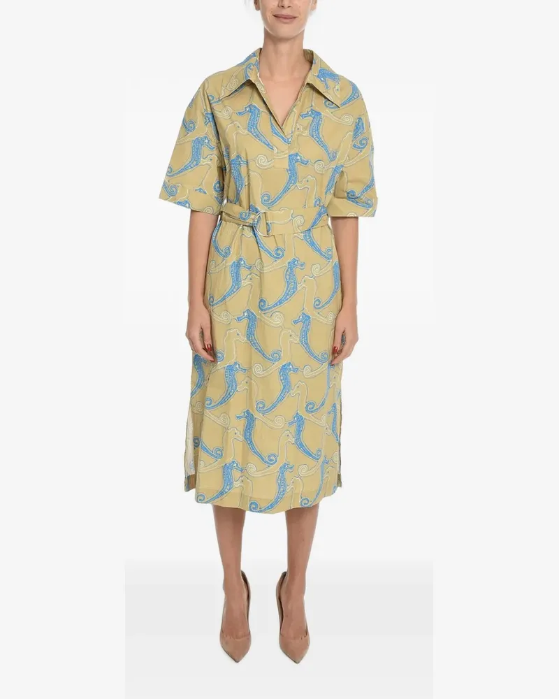 Samsøe & Samsøe Malena seahorse-print midi shirt dress - Nude Nude