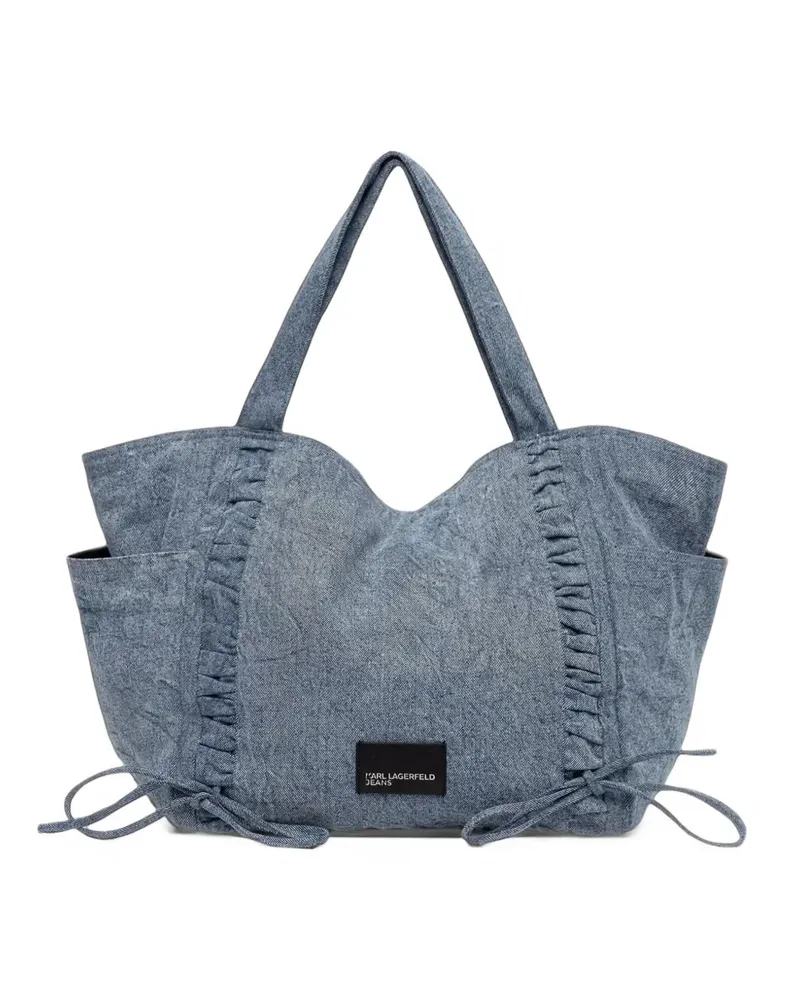 Karl Lagerfeld ruffled-trim denim tote bag - Blau Blau