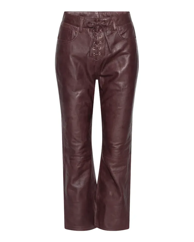ROTATE Birger Christensen Ausgestelltes Capri Hose aus Leder Rot