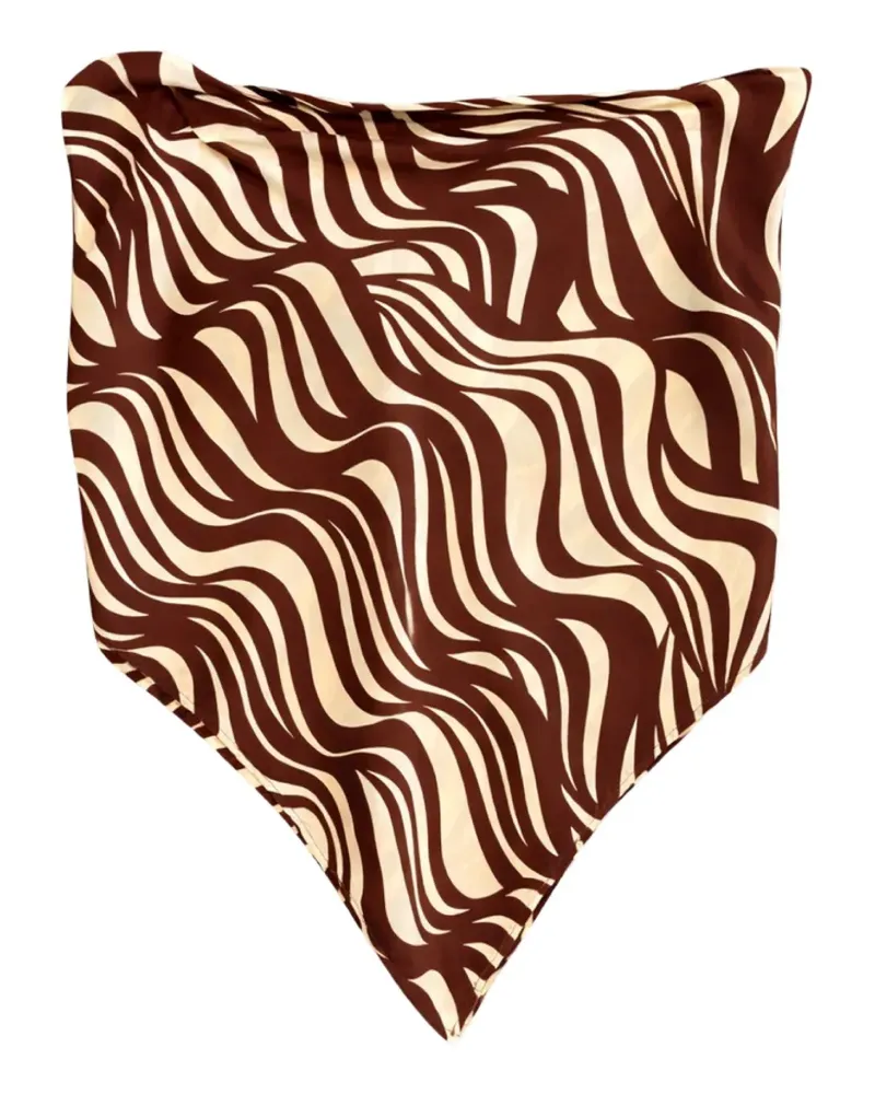 Enza Costa wave-print scarf top - Braun Braun