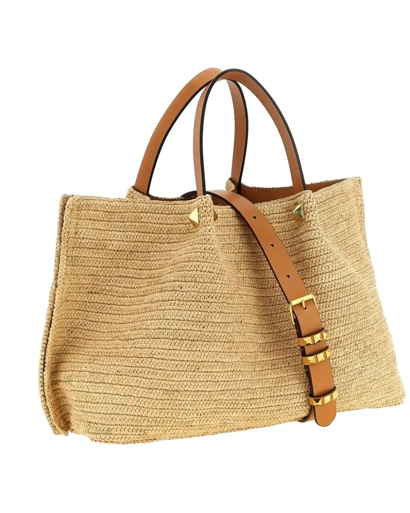 Valentino Garavani VLogo-embellished tote bag - Nude Nude