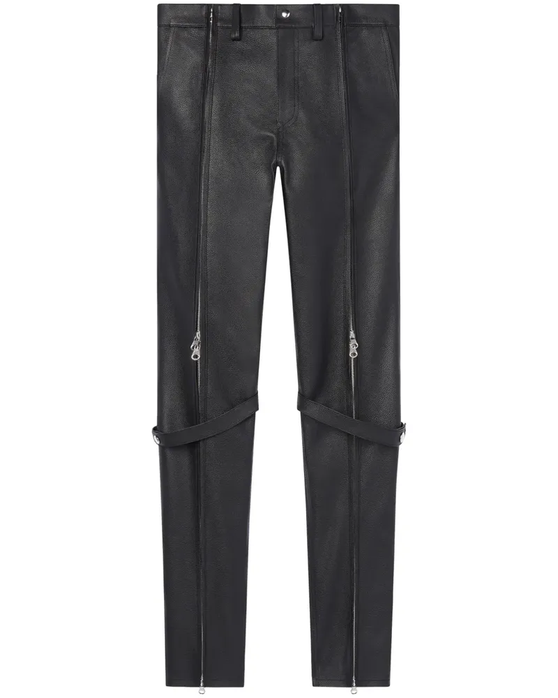Courrèges Lederhose mit Reißverschlüssen - Schwarz Schwarz