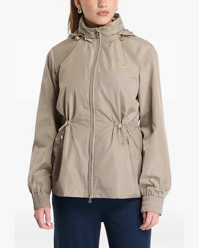 EA7 drawstring-waist hooded jacket - Nude Nude