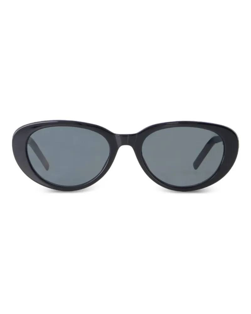 Saint Laurent Sonnenbrille mit ovalem Gestell - Schwarz Schwarz