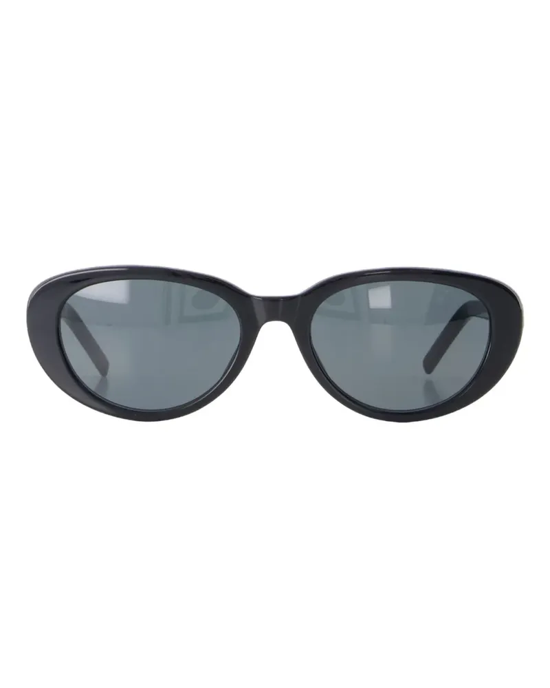 Saint Laurent Sonnenbrille mit ovalem Gestell - Schwarz Schwarz