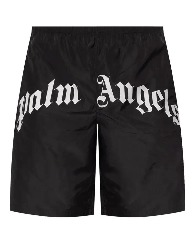 Palm Angels Badeshorts mit Logo-Print - Schwarz Schwarz