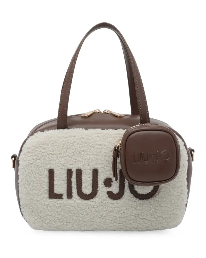 Liu Jo logo-patch faux-shearling tote bag - Braun Braun