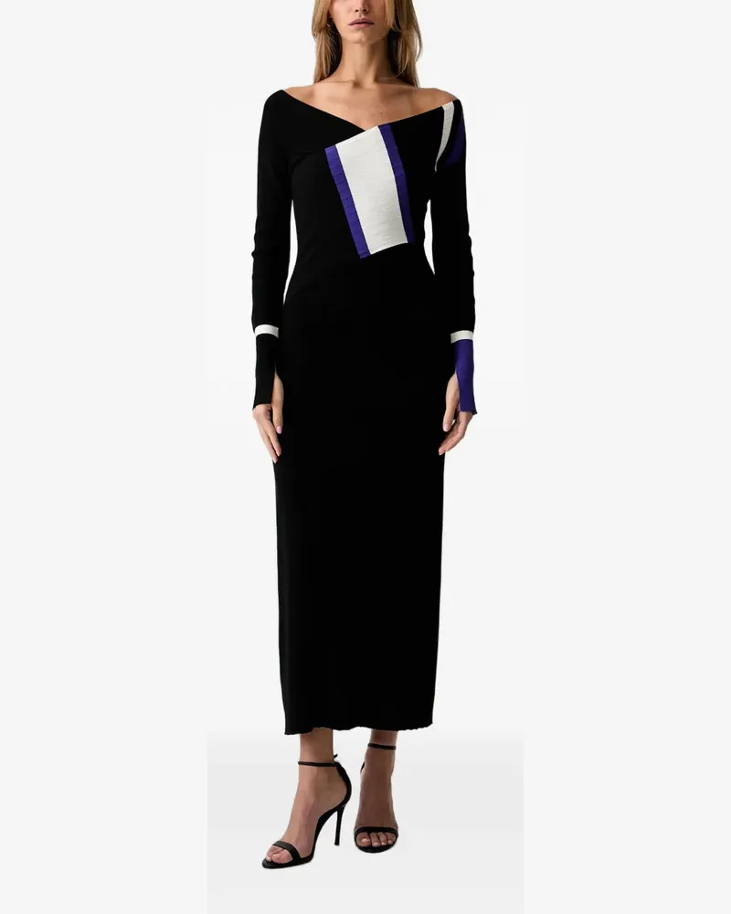 Patrizia Pepe colour-block ribbed midi dress - Schwarz Schwarz