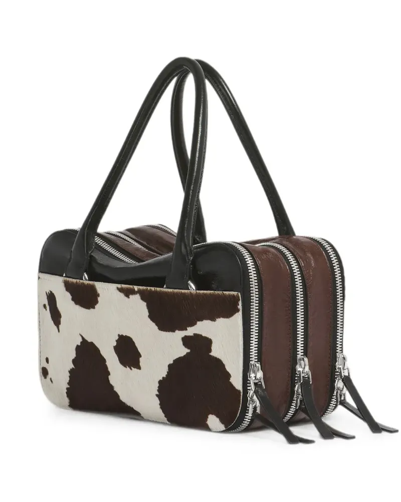 Marni Boxyne cow-print leather tote bag - Braun Braun