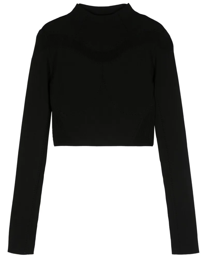 Patrizia Pepe Gestricktes Cropped-Oberteil - Schwarz Schwarz