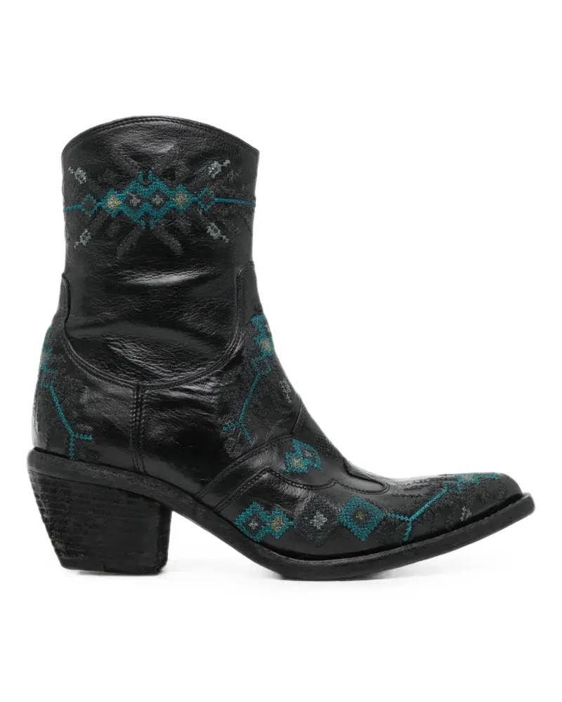 Fauzian Jeunesse embroidered leather boots - Schwarz Schwarz