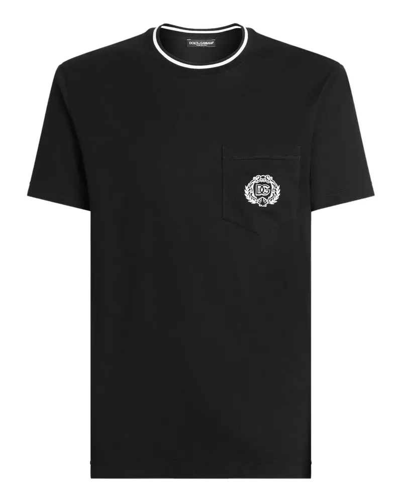 Dolce & Gabbana T-Shirt mit Brusttasche - Schwarz Schwarz