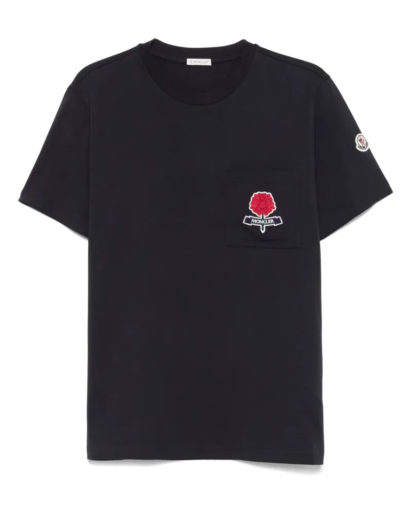 Moncler T-Shirt mit Logo-Stickerei - Blau Blau