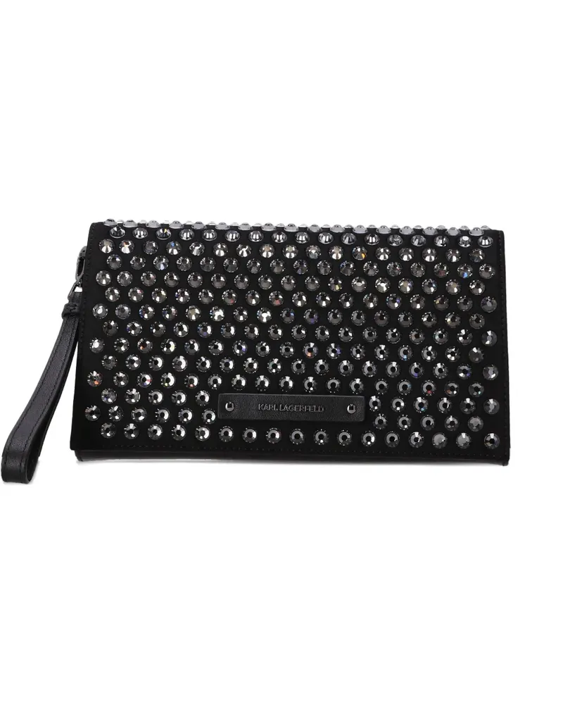 Karl Lagerfeld Clutch mit Kristallverzierung - Schwarz Schwarz