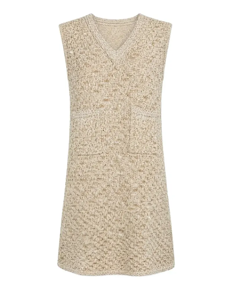Fabiana Filippi bouclé-knit V-neck mini dress - Nude Nude