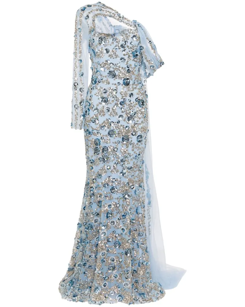 Saiid Kobeisy One-Shoulder-Robe mit Perlen - Blau Blau