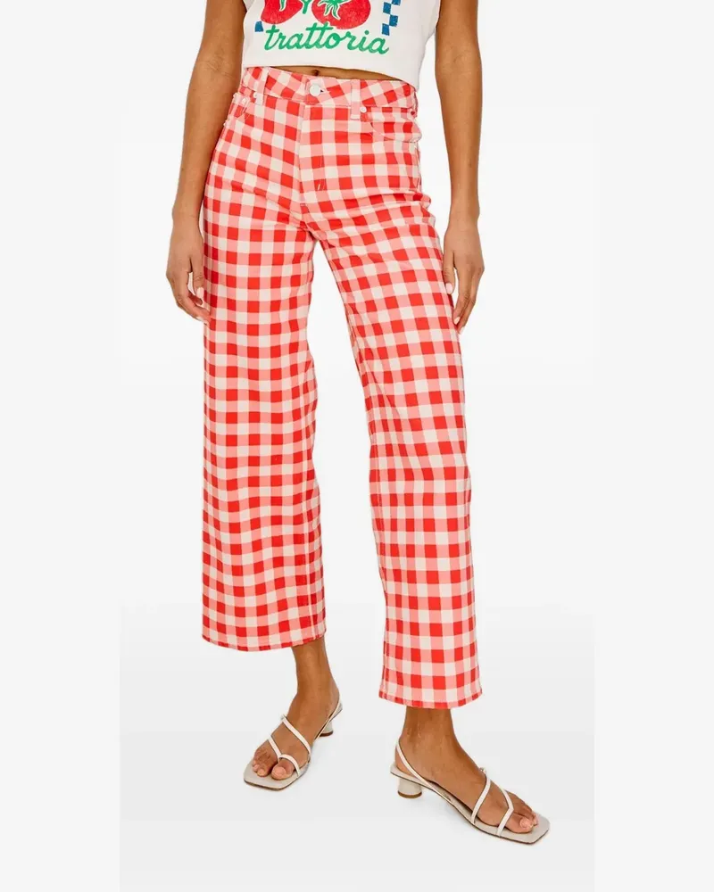 RAILS xGiadzy Getty cropped gingham trousers - Rot Rot