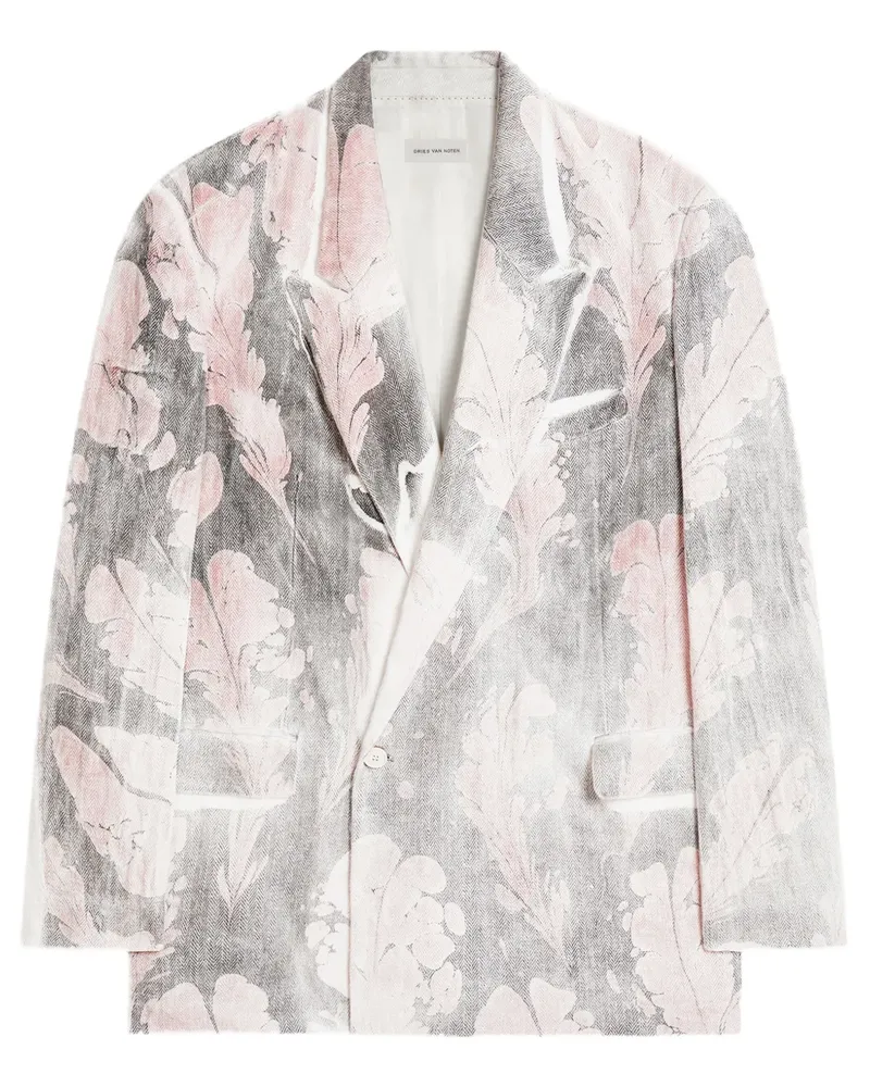 Dries van Noten Doppelreihiges Sakko mit Print - Weiß Weiß