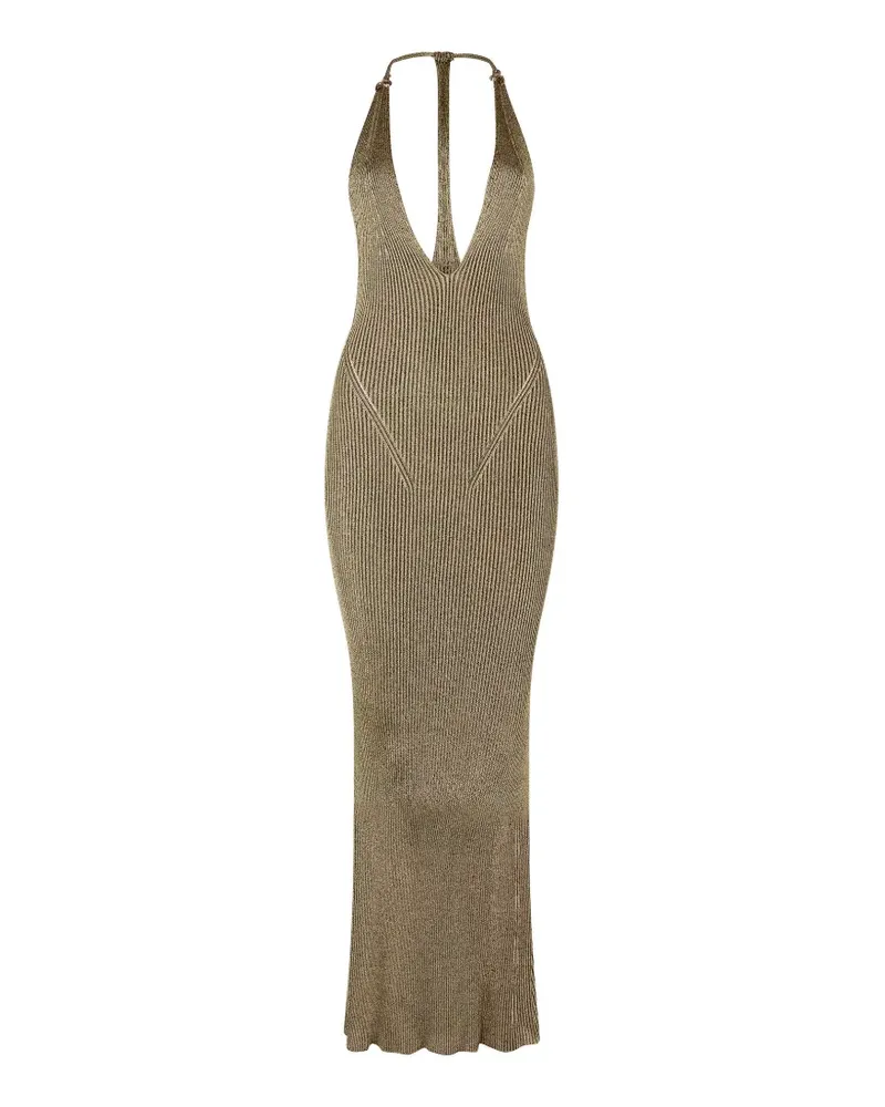 Roberto Cavalli ribbed maxi dress - Gold Gold