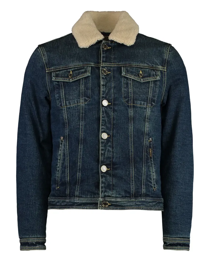 MOORER Jeansjacke mit Schafsleder-Besatz - Blau Blau