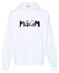 MSGM Hoodie mit Logo-Print Weiß