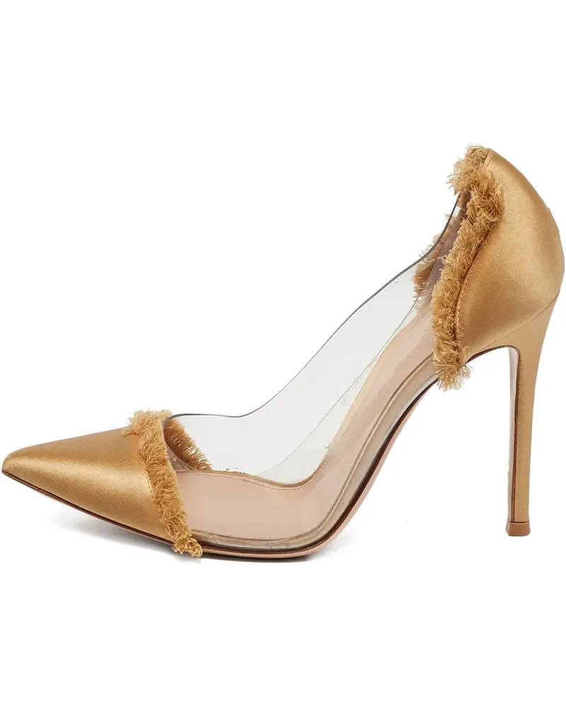 Gianvito Rossi 2024 Satin-Pumps mit Fransen 110mm - Gelb Gelb