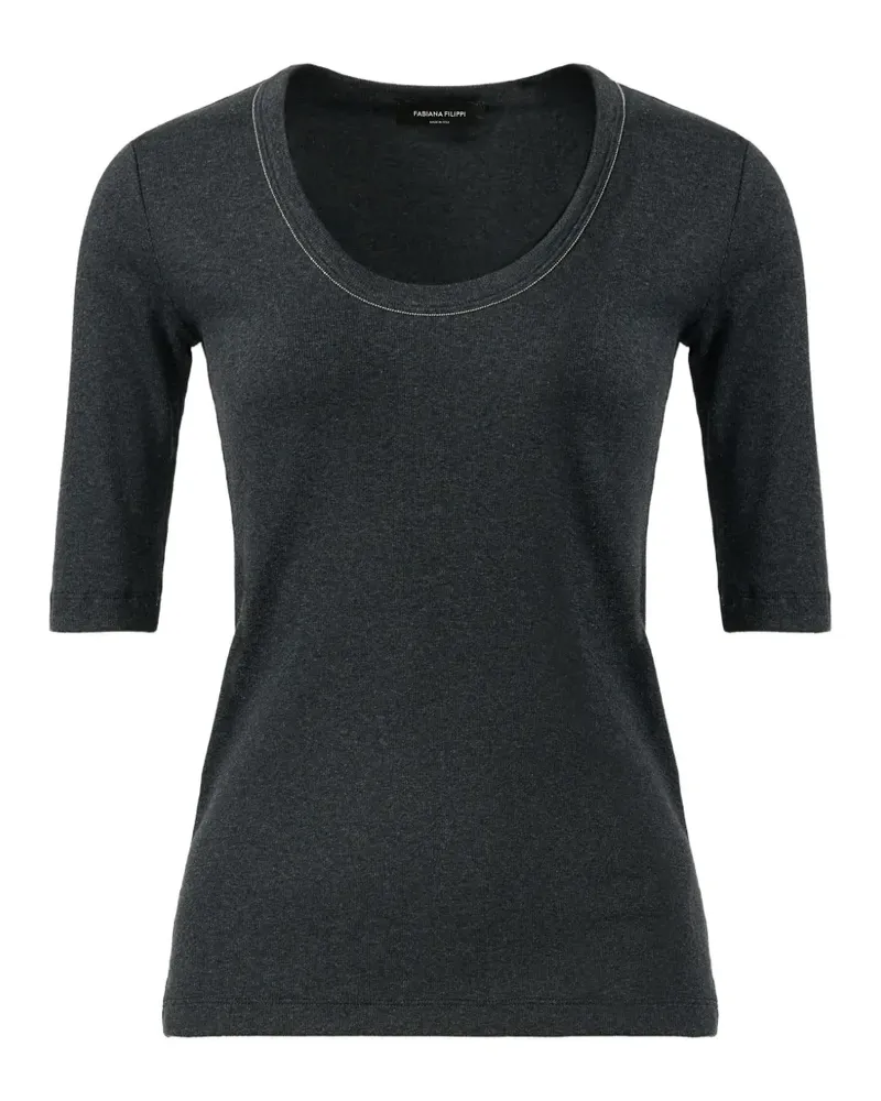 Fabiana Filippi bead-trim T-shirt - Grau Grau
