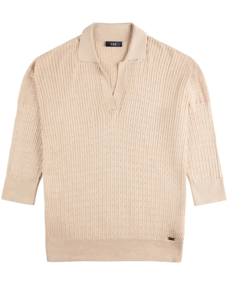 Fay Poloshirt mit Zopfmuster - Nude Nude